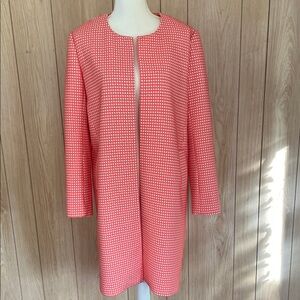 Halogen Coral and White Checkered Blazer
